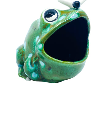 Vintage Ceramic Spotted Frog Sponge Holder