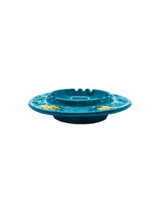 Vintage Zodiac Teal & Gold Ceramic Ashtray
