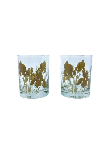 Vintage Georges Briard Textured Iris Lowball Glasses, Pair