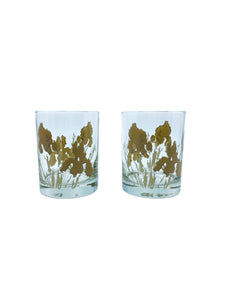 Vintage Georges Briard Textured Iris Lowball Glasses, Pair