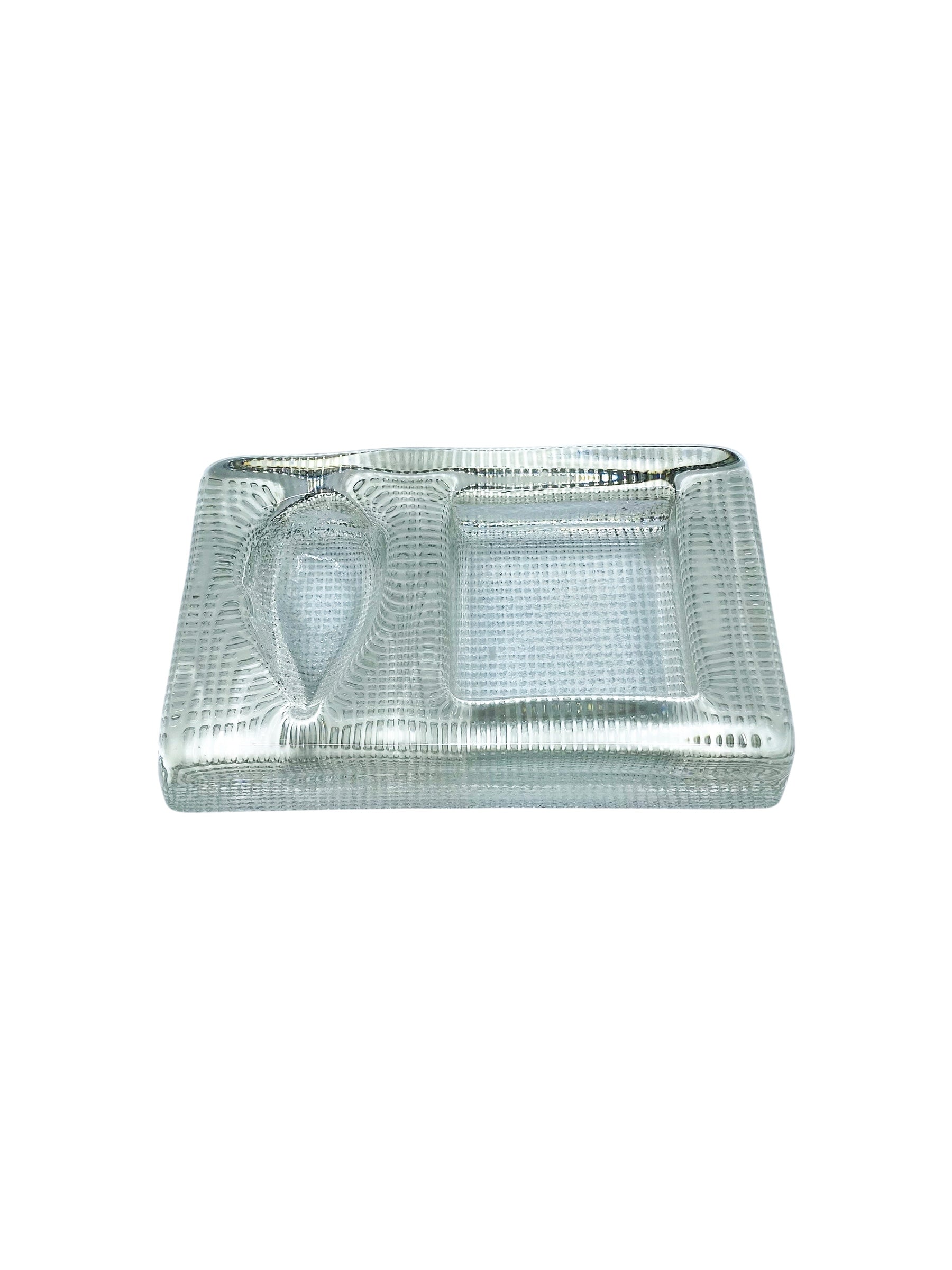 Vintage Pukberg Textured Glass Pipe Rest & Ashtray, Sweden