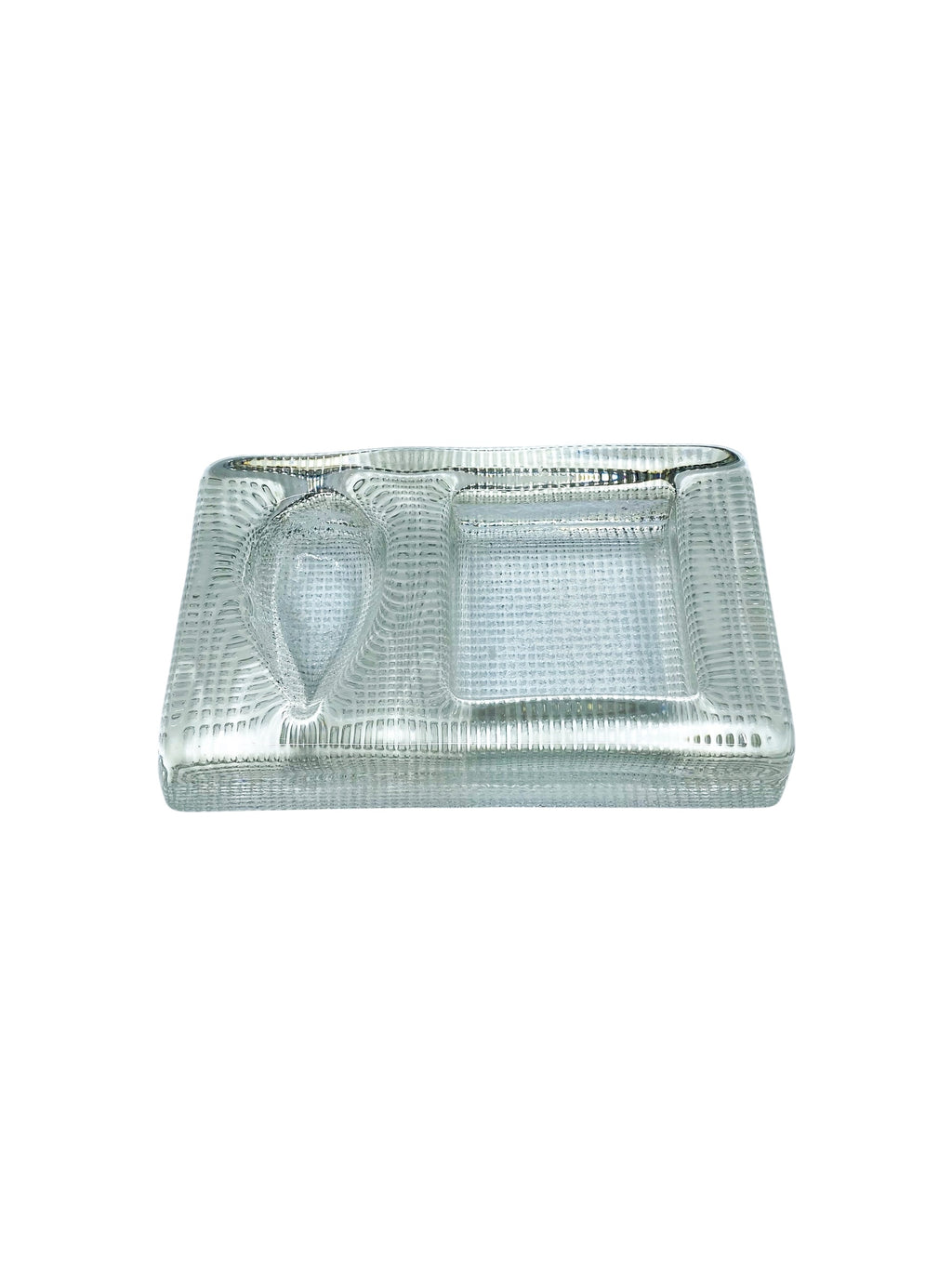 Vintage Pukberg Textured Glass Pipe Rest & Ashtray, Sweden
