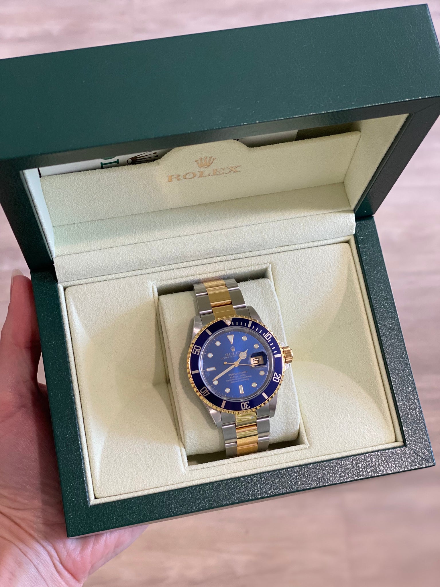 1999 Rolex Two-tone Submariner Blue Swiss Only Dial, Box & Papers