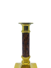Vintage Brass & Brown Candlesticks, Pair