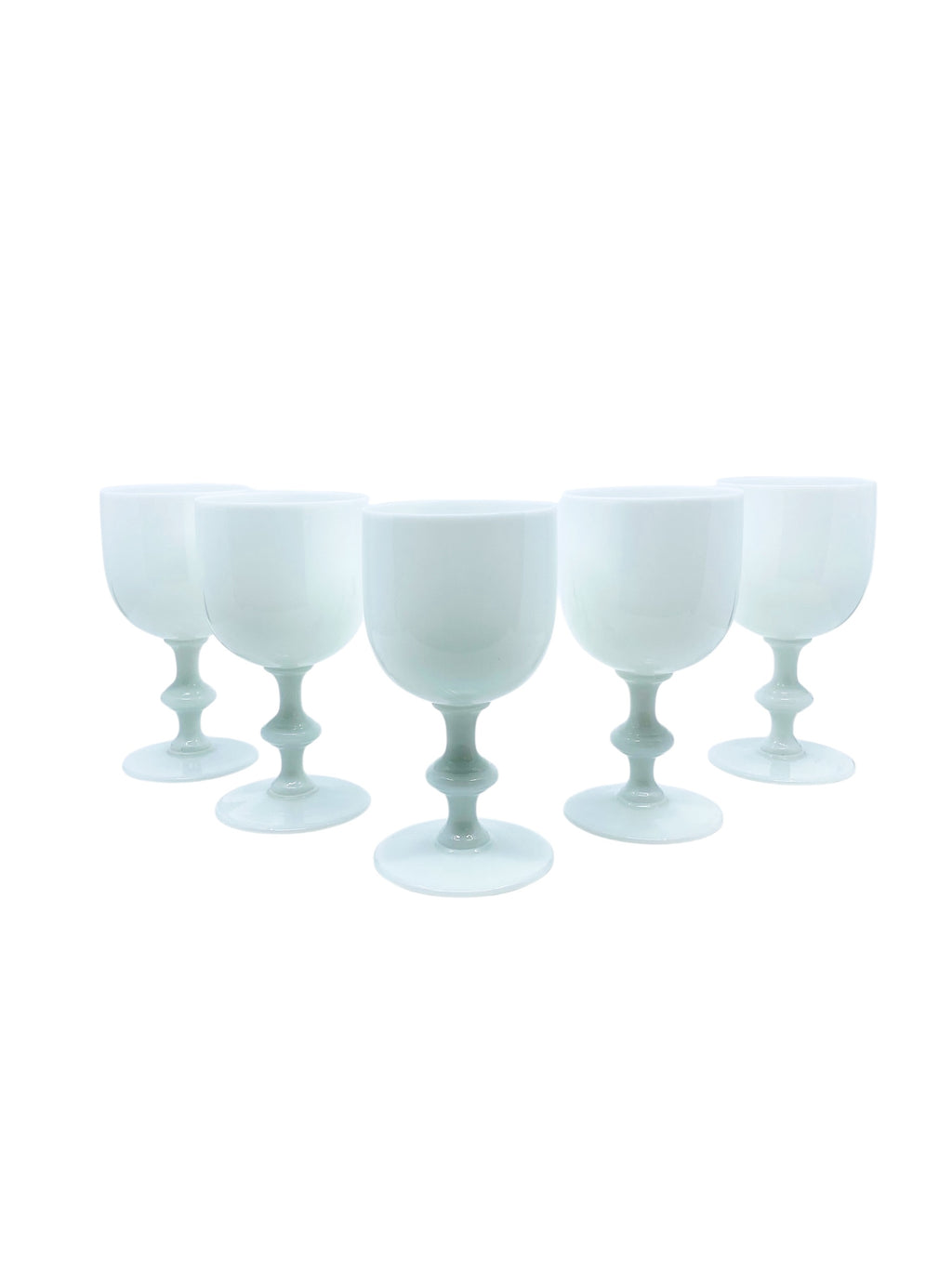 Vintage Portieux Vallerysthal White Opaline Water/Wine Glasses, Set of 5