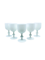 Vintage Portieux Vallerysthal White Opaline Water/Wine Glasses, Set of 5