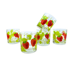 Rare Vintage Saks Fifth Avenue Strawberry Glasses, Set of 5