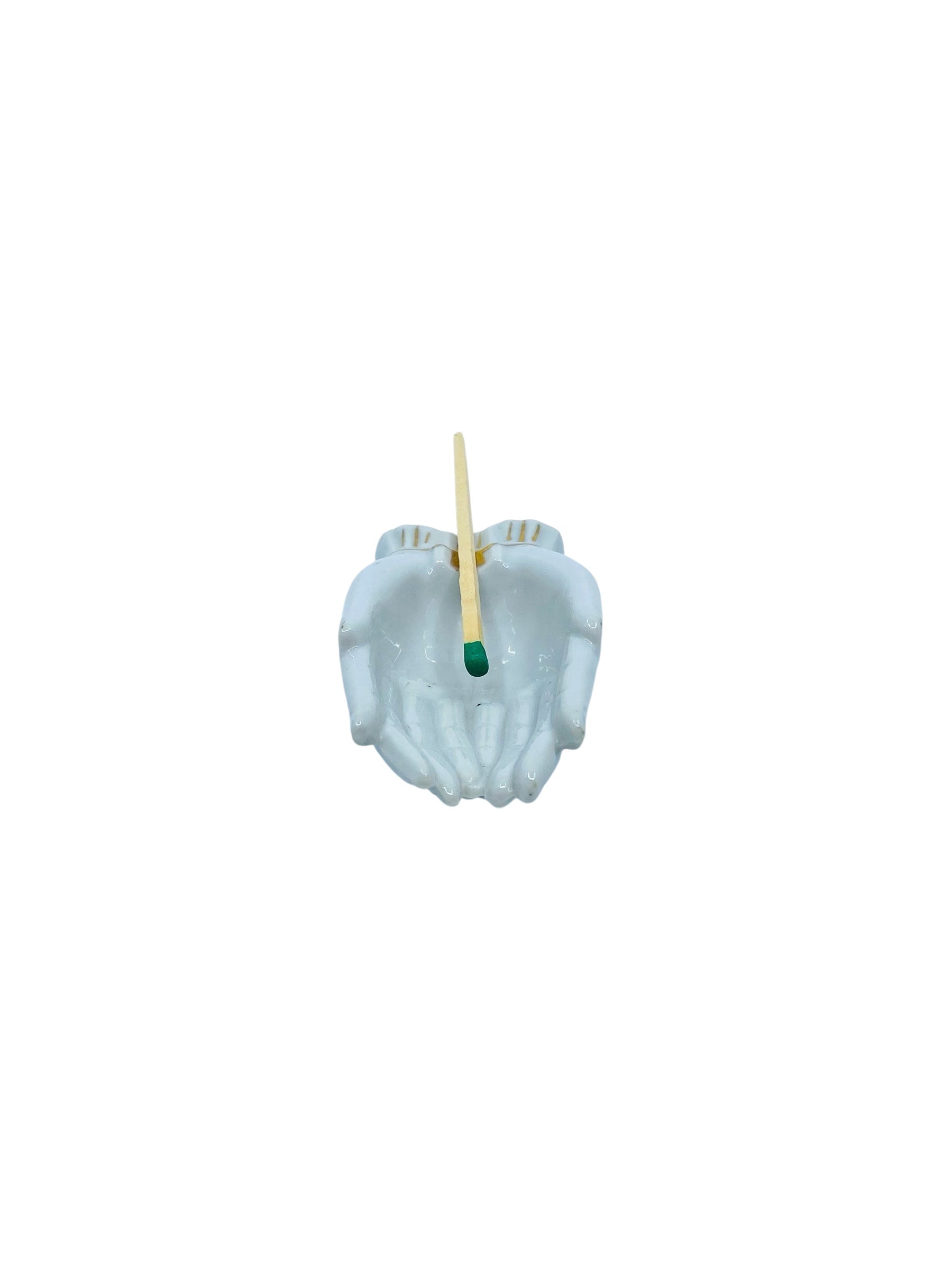 Vintage Praying Hands Porcelain Ashtray, Japan