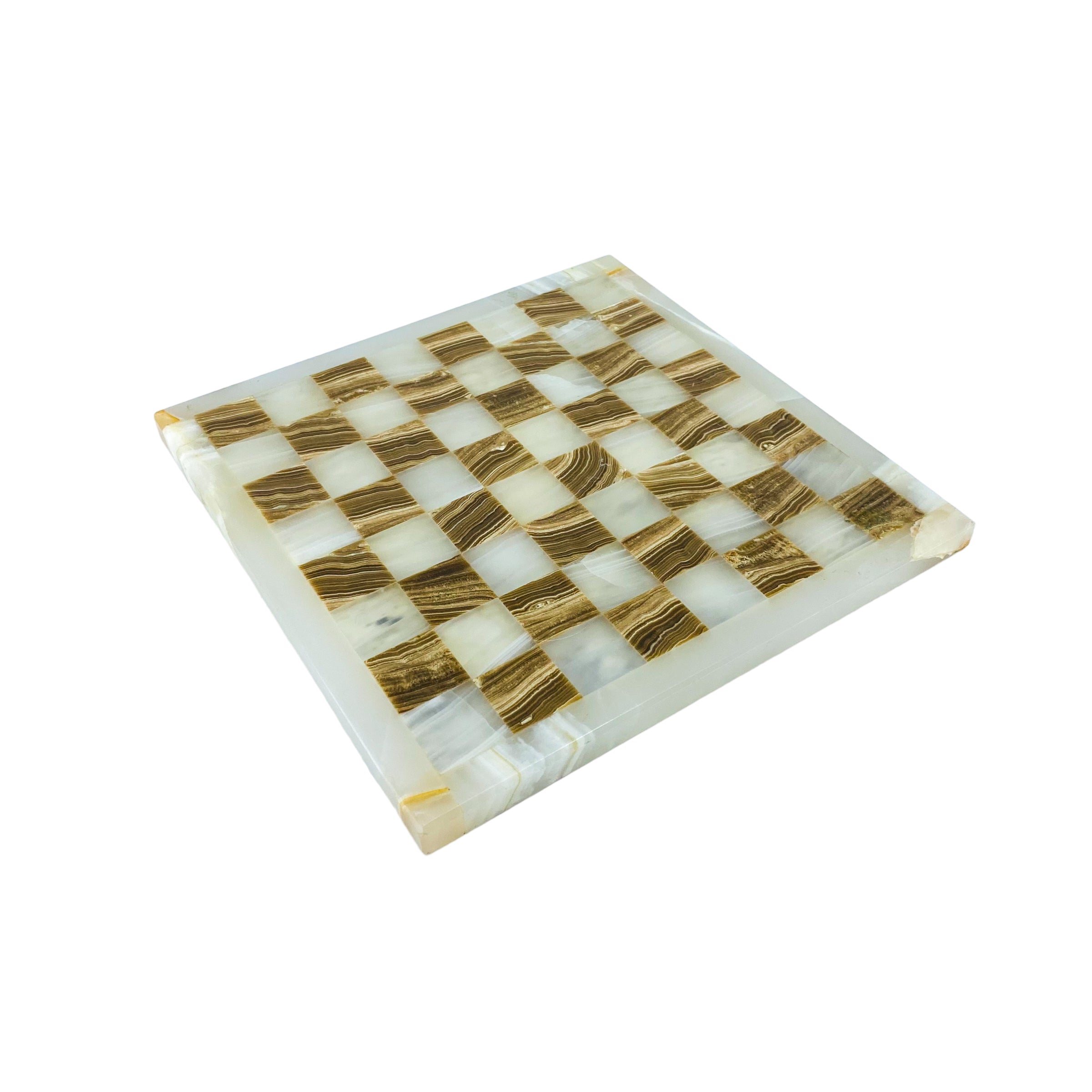 White and Onyx Marble Chessboard
