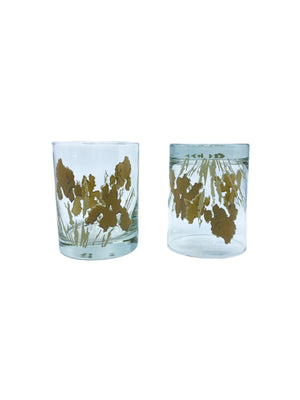Vintage Georges Briard Textured Iris Lowball Glasses, Pair