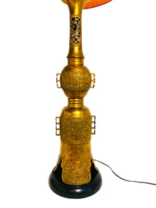1950s Hollywood Regency James Mont Attributed Asian Brass Table Lamp, Local Pick Up Only**