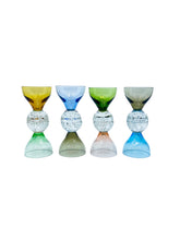 Vintage 1970’s Multicolor Bubble Stem Cordial Glasses, Set of 8