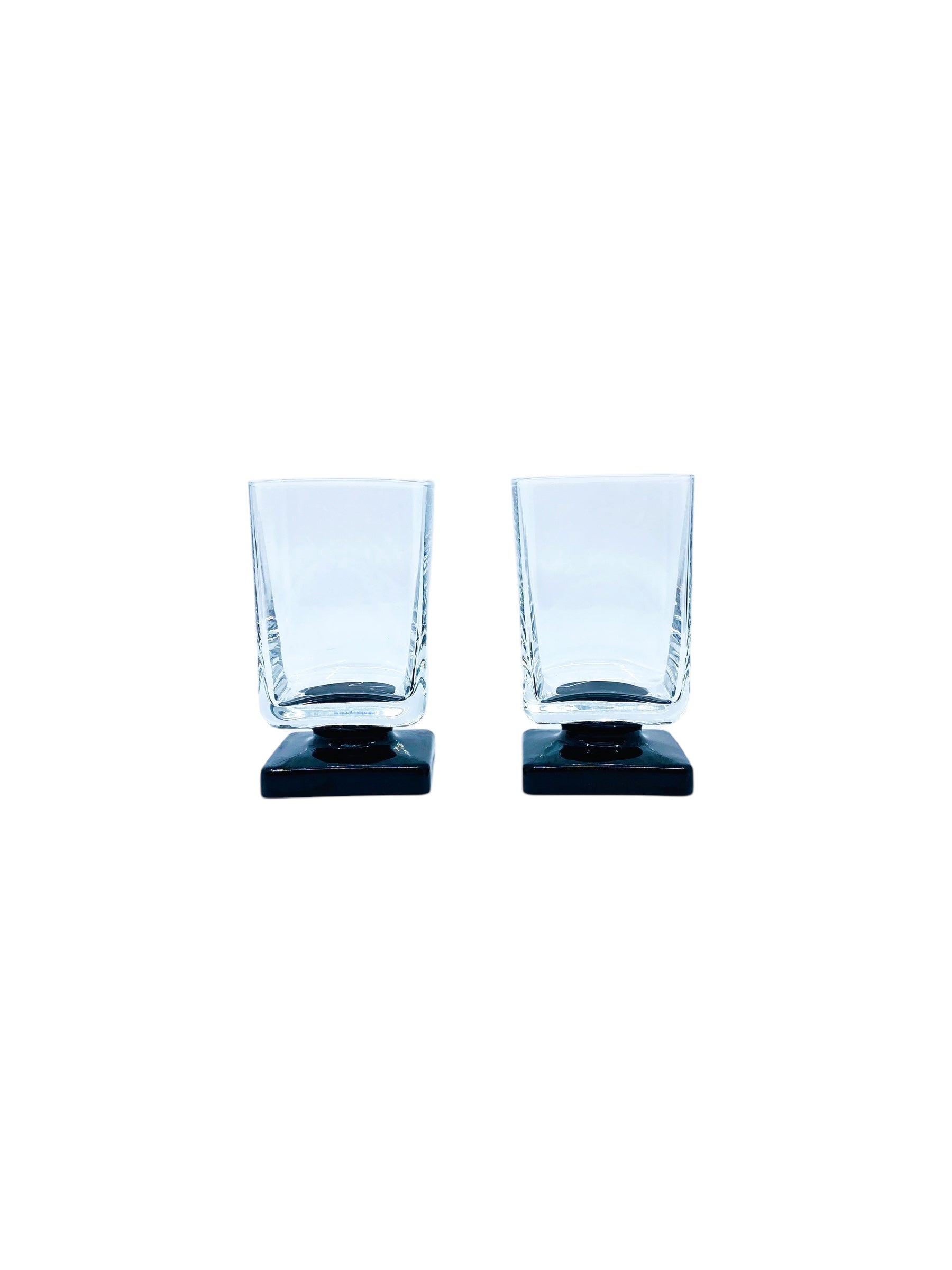 Vintage DiSaronno Black Pedestal Glasses, Pair