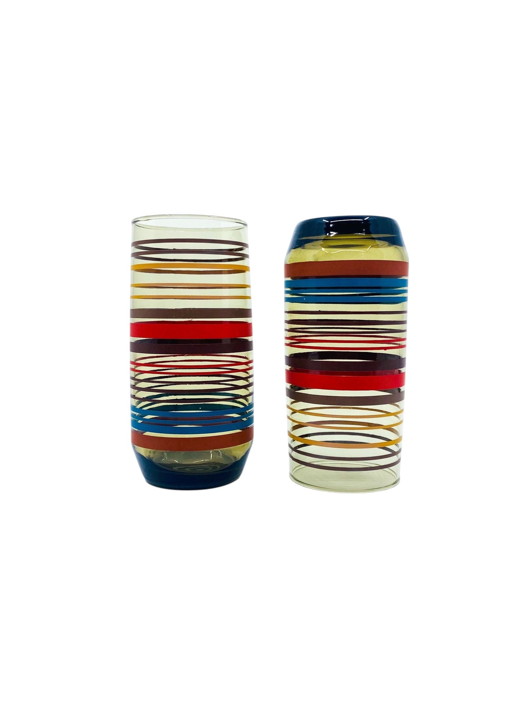 Retro Striped Smoked Tallboys, Pair