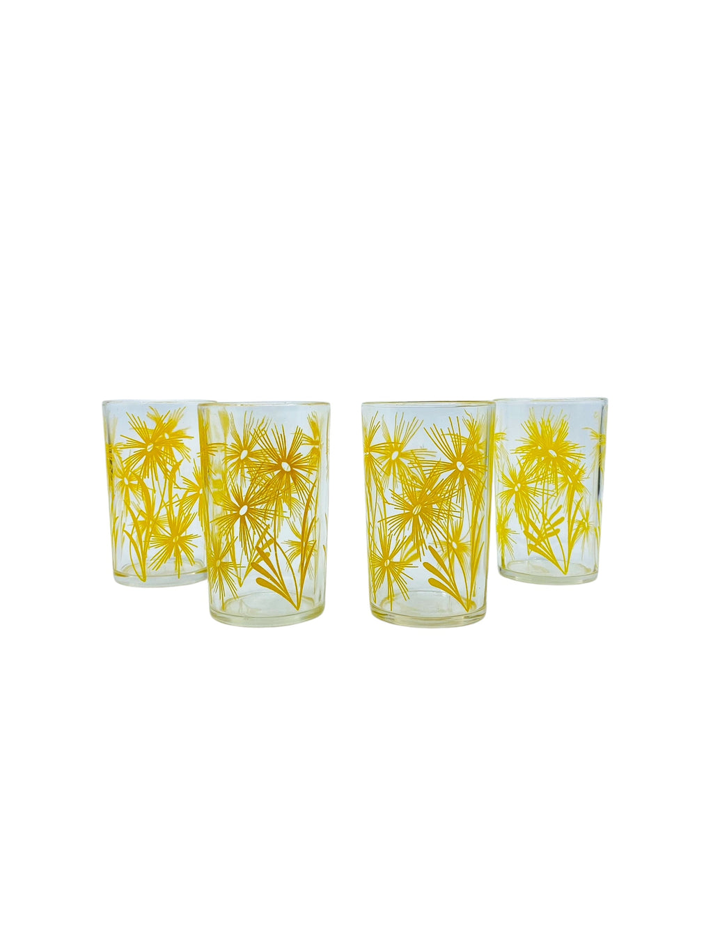 Vintage 1950’s Swanky Swig Yellow Cornflower Glasses, Set of 4