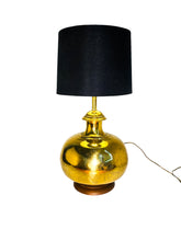 Large Chinoiserie Etched Brass Lamp