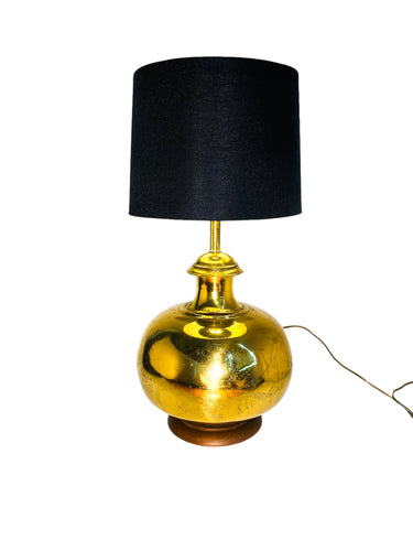 Large Chinoiserie Etched Brass Lamp
