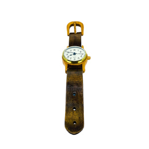 Vintage Handmade Wooden Wristwatch Clock