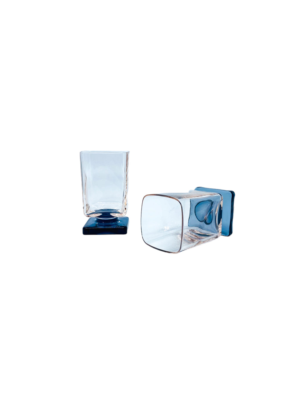 Vintage DiSaronno Pink & Blue Pedestal Glasses, Pair