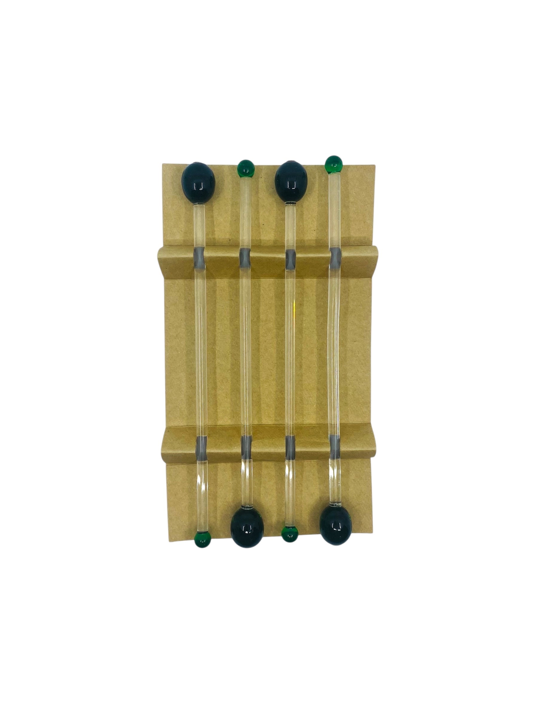 Glass Olive Martini Swizzle Sticks, Set of 4