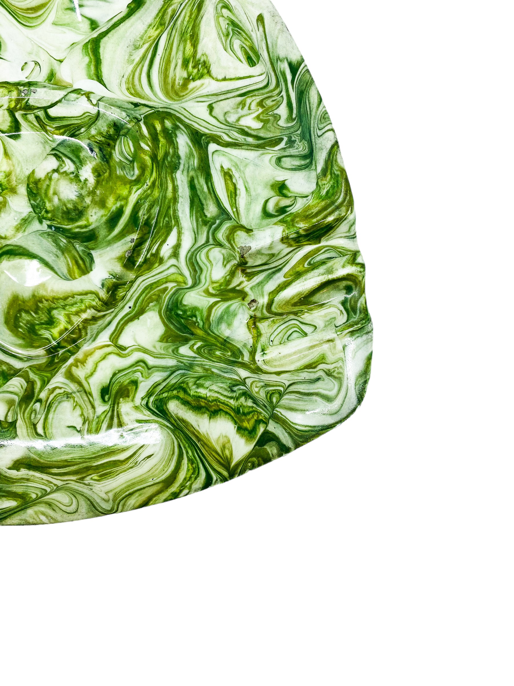 Vintage MCM Green Swirl Ceramic Ashtray