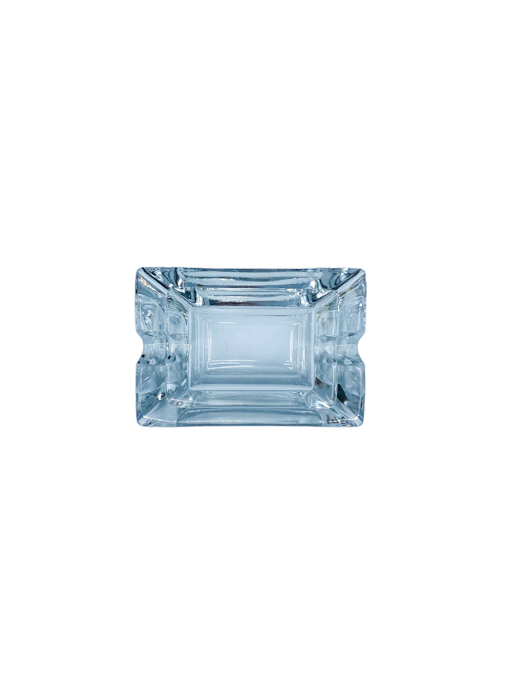 Vintage Clear Crystal Stacking Glass Ashtray Set