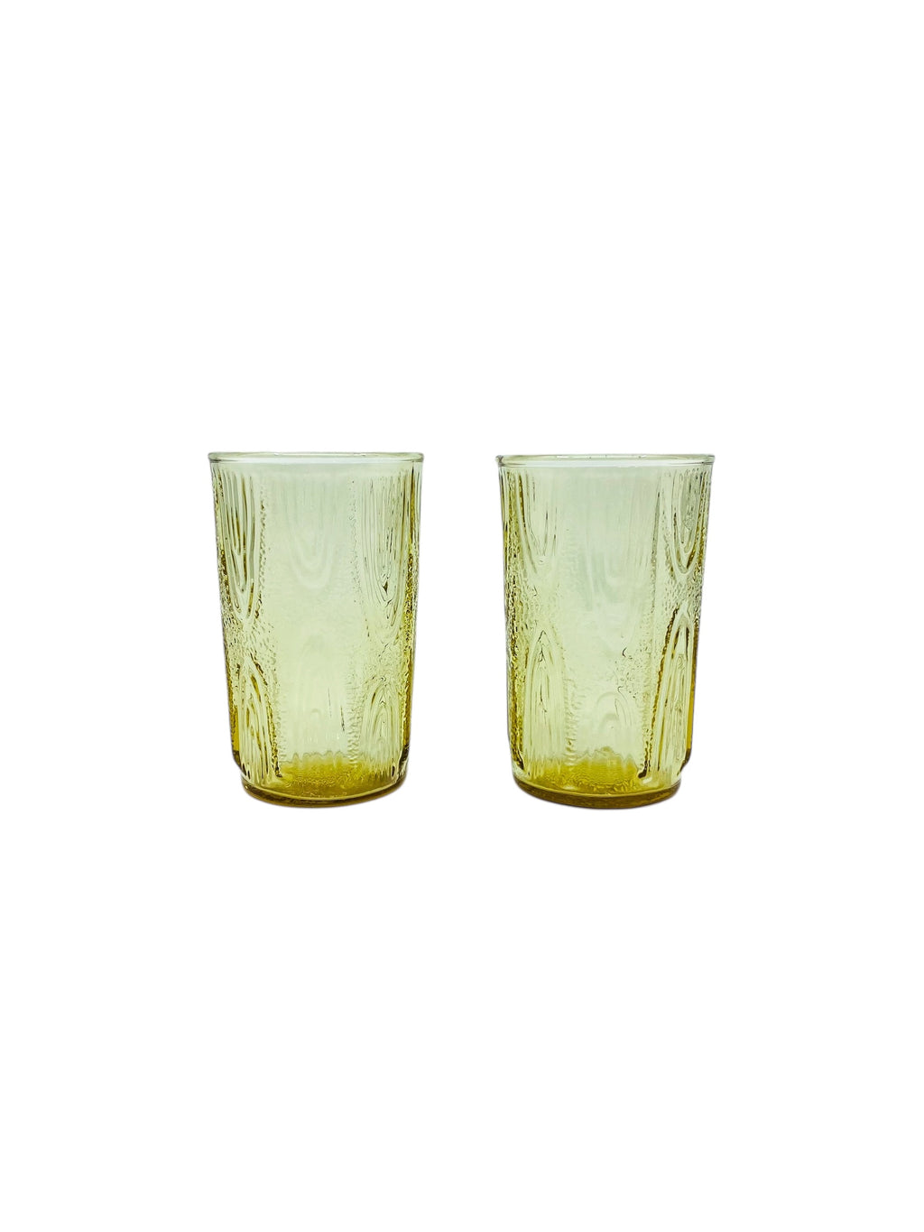 Vintage Anchor Hocking Wood Grain Amber Juice Glasses, Set of 2