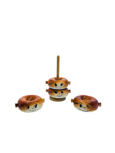1950’s Japan Anthropomorphic Holt Howard-esque Bagel Salt & Pepper Shakers, Set of 4