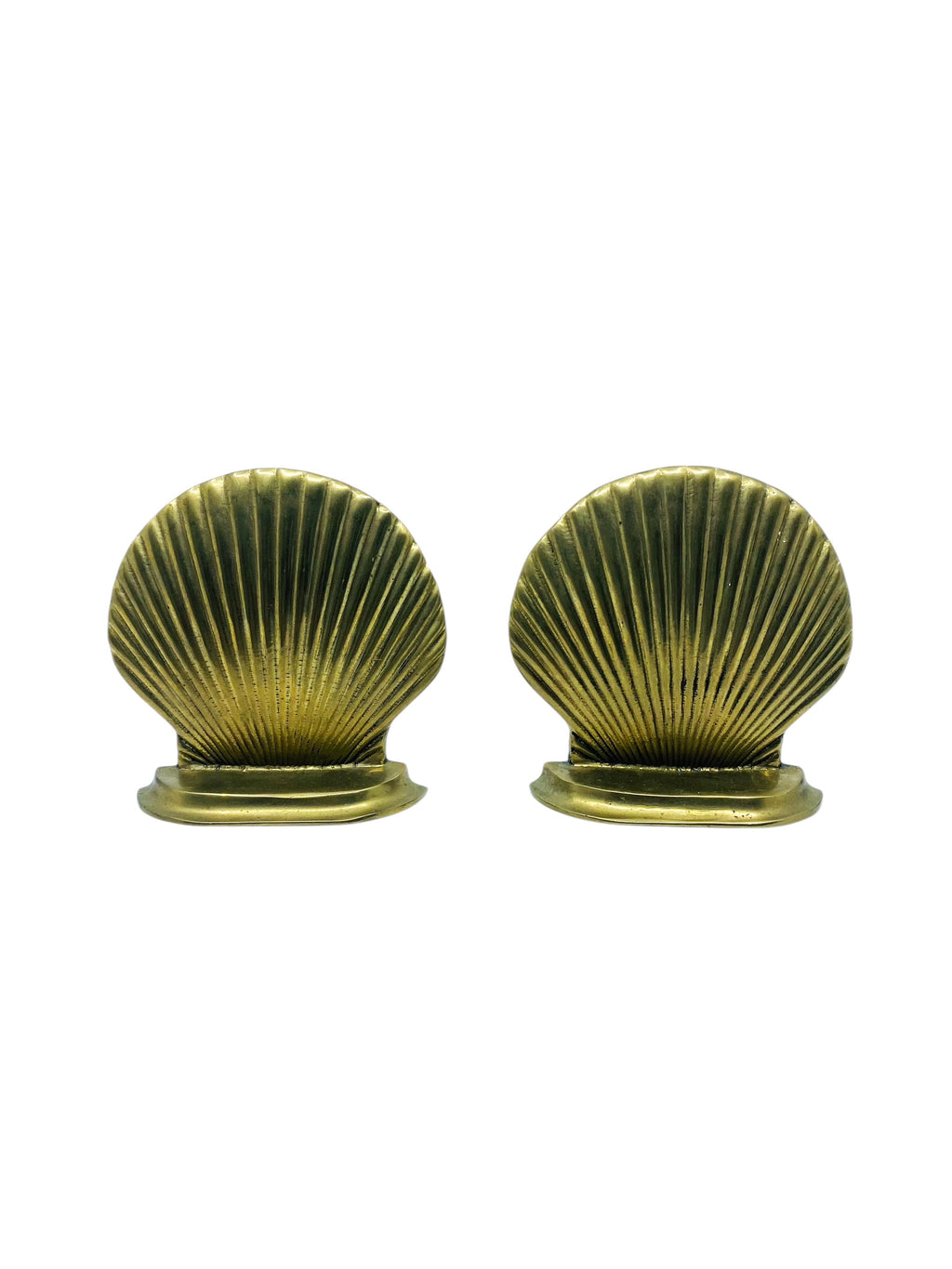 Large Brass Shell Bookends