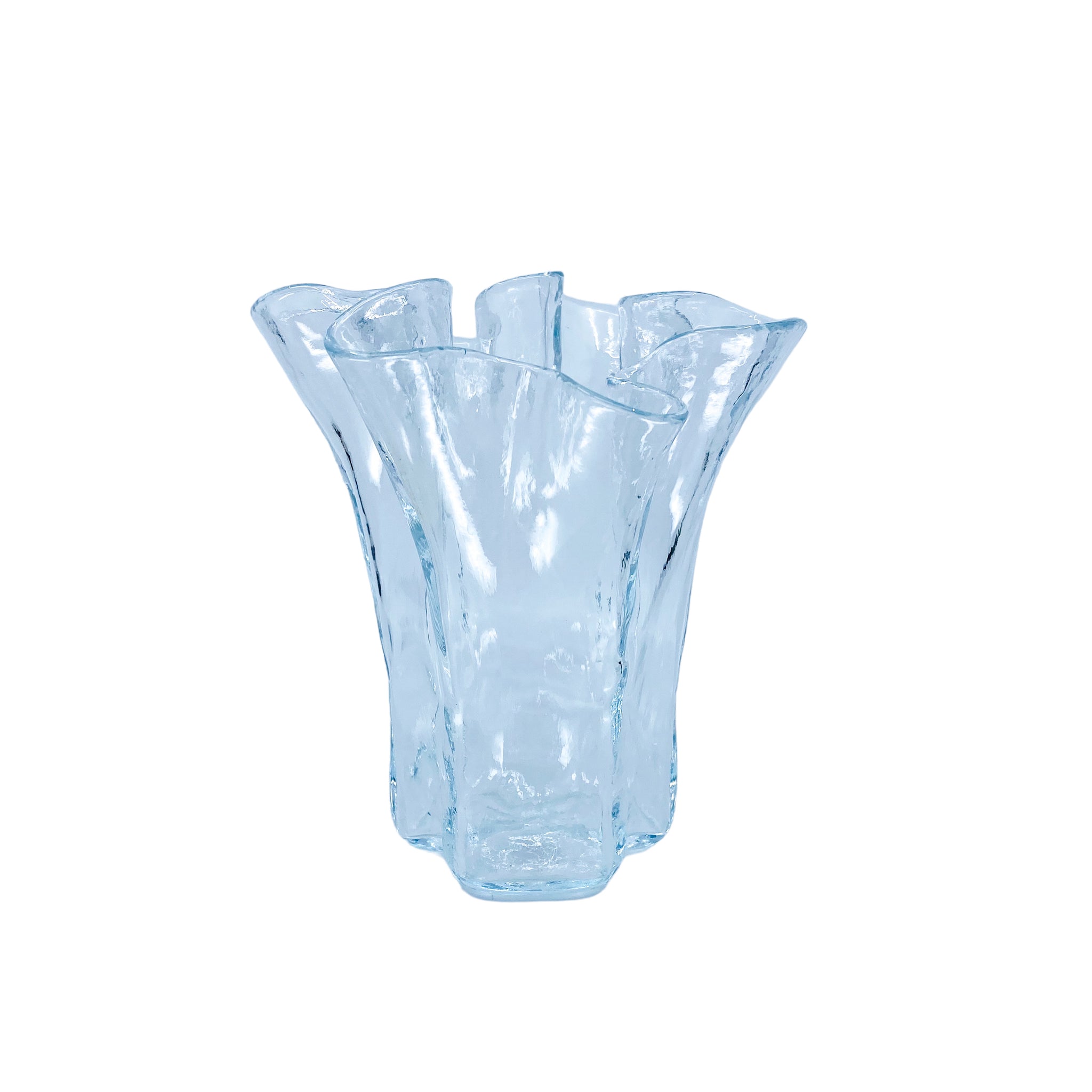 Vintage Ruffled Rim Glass Vase