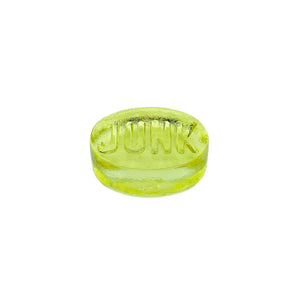 Vintage Yellow “JUNK” Glass Paperweight