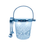 Vintage Silver Plated Crystal Cut Ice Bucket + Tongs