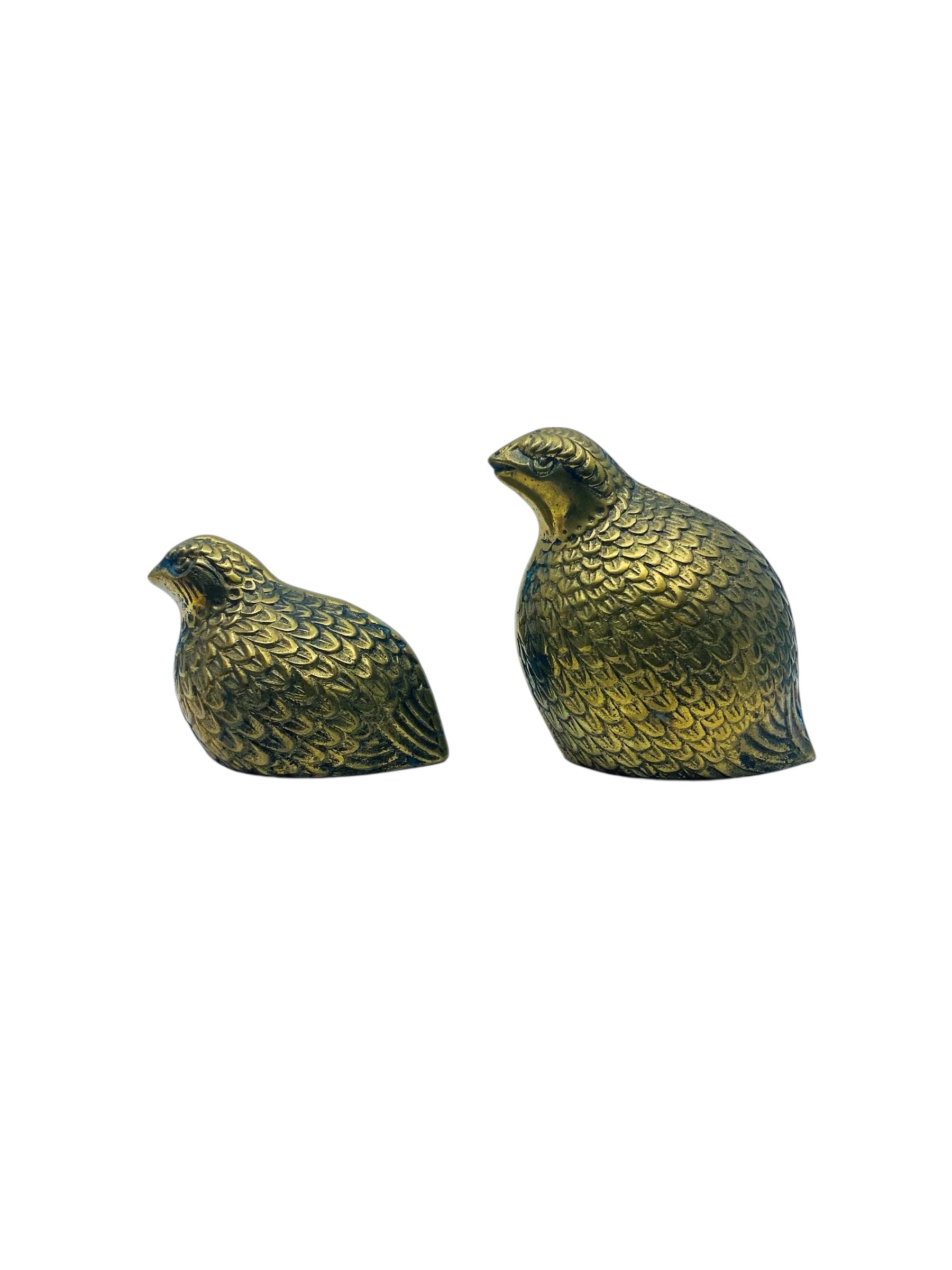 Pair of Vintage Brass Quails