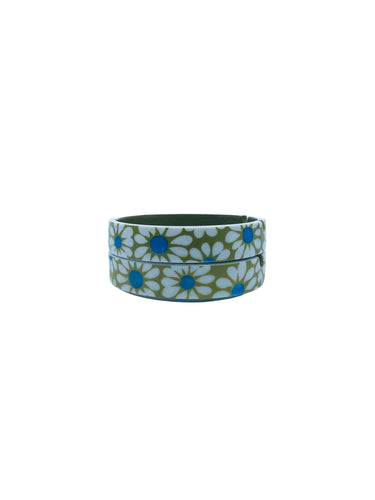 1960’s Daisy Flower Power Green Ashtray, Pair