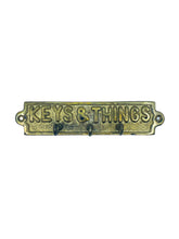 Vintage “Keys & Things” Brass Wall Mount