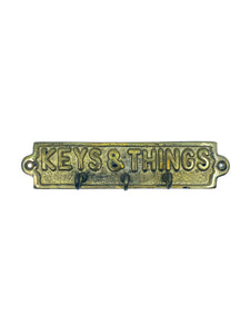 Vintage “Keys & Things” Brass Wall Mount