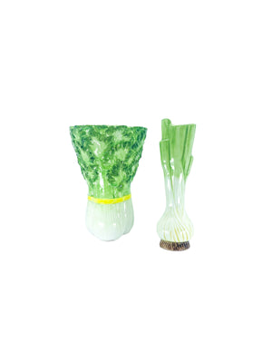 Vintage ‘Les Vegetables’ Hand Painted Green Onion Bud Vase by Seymour Mann