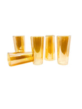 Vintage Jeanette Glass Marigold Swirl Highball Glasses, Set of 5