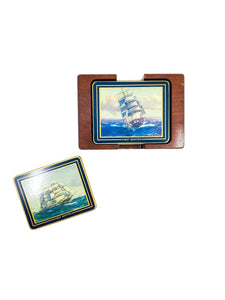 Vintage Warden Brooks “First Boston” Ship Coaster Set