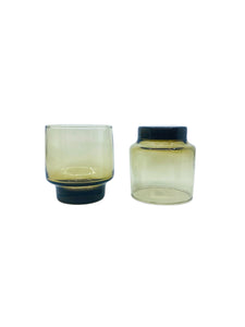 Vintage 1970’s Libbey Tawny Stackable Smoked Glasses, Pair