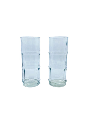 Vintage Bamboo Shaped Highball Glasses, Pair