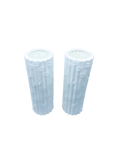 Vintage William Sonoma Home Ceramic Faux Bamboo Vases, Pair