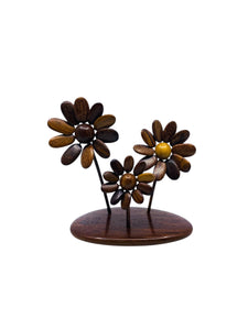 Vintage Teak Wood Flower Sculpture, Costa Rica