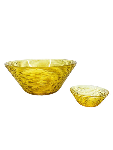 Vintage Anchor Hocking Soreno Amber Glass Chip & Dip Bowl Set