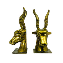 Vintage Solid Brass Antelope Bookends