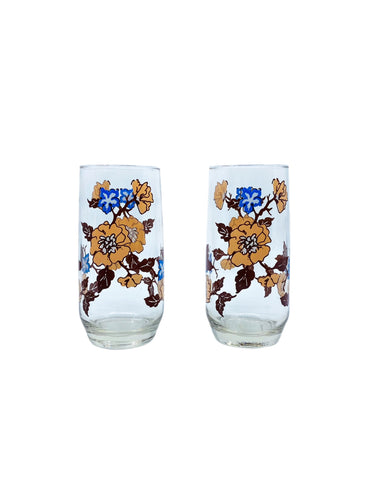 Vintage Libbey Floral Blossom Glasses, Pair