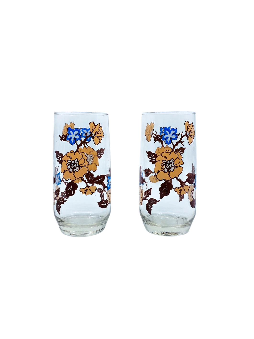 Vintage Libbey Floral Blossom Glasses, Pair