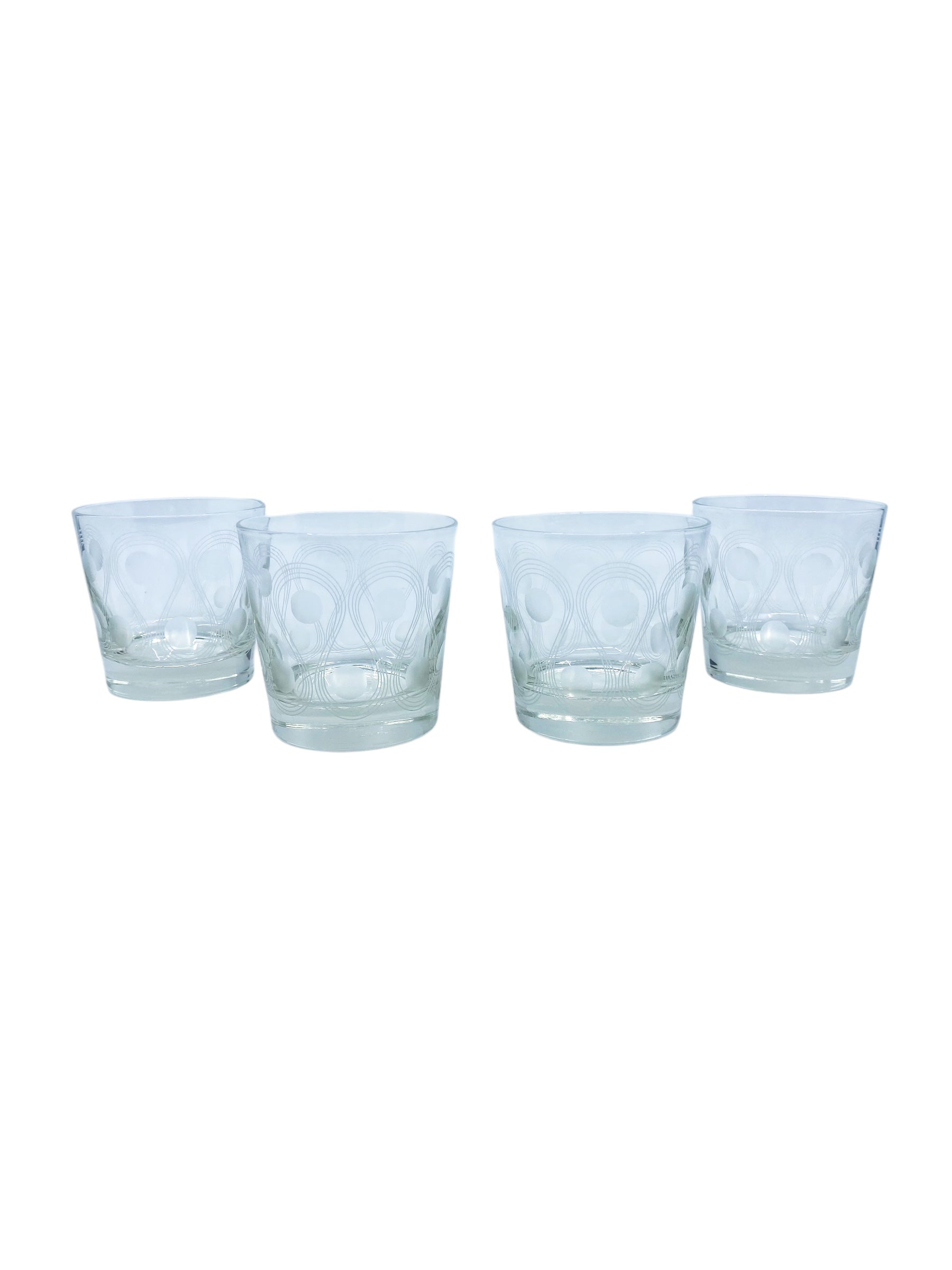 Vintage Libbey Swirl & Dot Old Fashioned Glasses, Set of 4