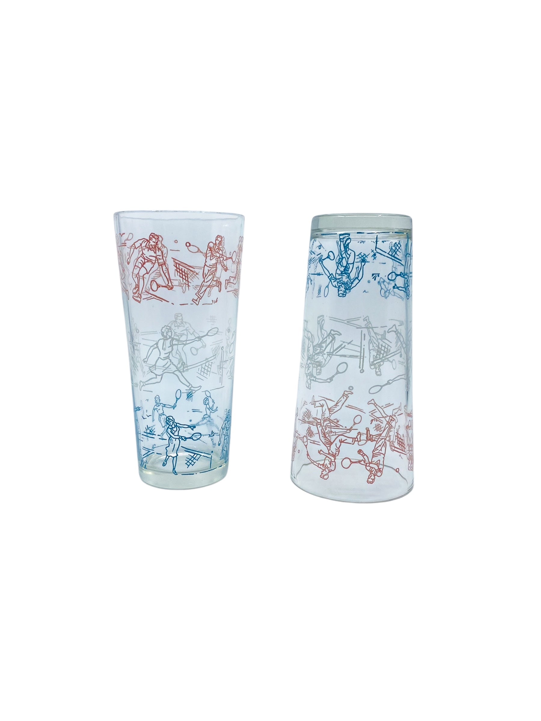 Vintage Hazel Atlas Glass Tennis Tumblers, Pair