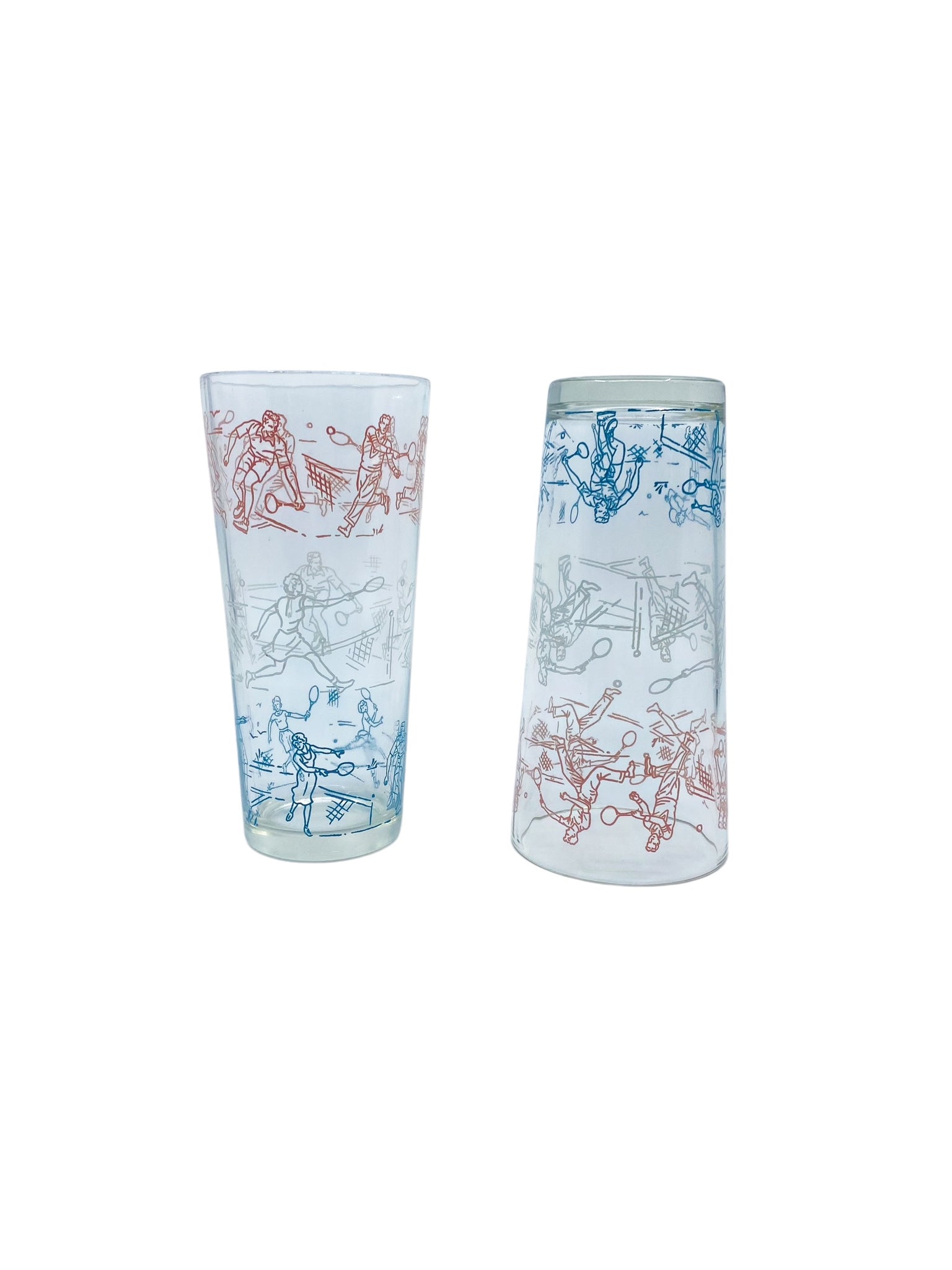 Vintage Hazel Atlas Glass Tennis Tumblers, Pair